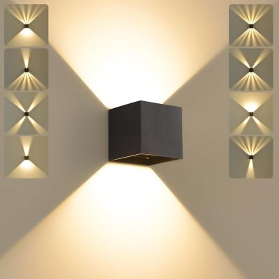 BASHLWUA Applique murale d'extérieur noire 12 W, 3000 K, blanc chaud, moderne, pour intérieur, étanche IP65, angle de faisceau rég