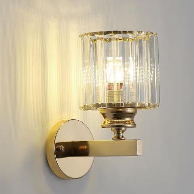 BASHLWUA Applique murale en cristal moderne, applique murale en cristal doré E27, adaptée à l'éclairage de la chambre à coucher, d