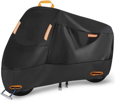 BASHLWUA Bâche de protection pour moto Imperméable, 300D Oxford Housse Moto Exterieur Interieur avec 4 bandes réfléchissantes et 2