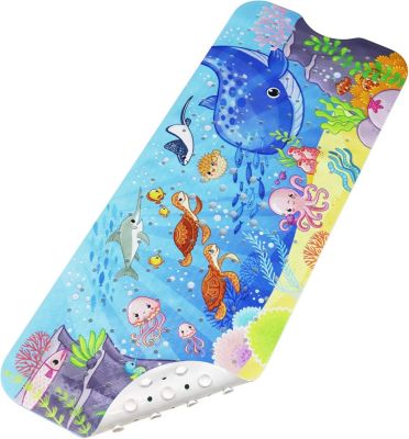 BASHLWUA (Baleines et tortues) Tapis de bain antidérapant pour bébé, 100 x 40 cm, tapis de bain antidérapant, tapis de douche robu