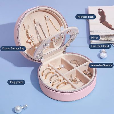BASHLWUA Boîte à bijoux pour filles (rose), boîte à bijoux de voyage avec miroir, boîte à bijoux en cuir PU, adaptée aux bagues