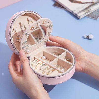 BASHLWUA Boîte à bijoux pour filles (rose), boîte à bijoux de voyage avec miroir, boîte à bijoux en cuir PU, adaptée aux bagues