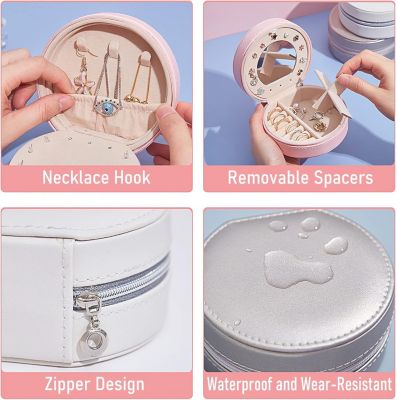 BASHLWUA Boîte à bijoux pour filles (rose), boîte à bijoux de voyage avec miroir, boîte à bijoux en cuir PU, adaptée aux bagues