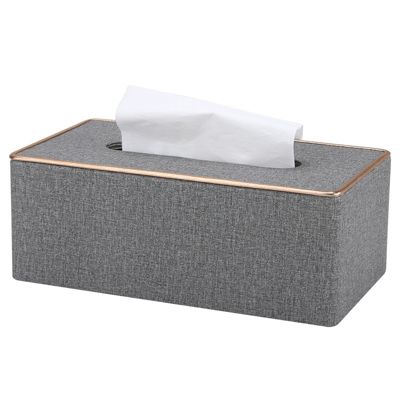 BASHLWUA Boite a Mouchoir en Cuir, Boîte à Mouchoirs Rectangulaire Mouchoirs Boite, l x P x H : 25 x 13,5 x 9,5 cm (Gris)
