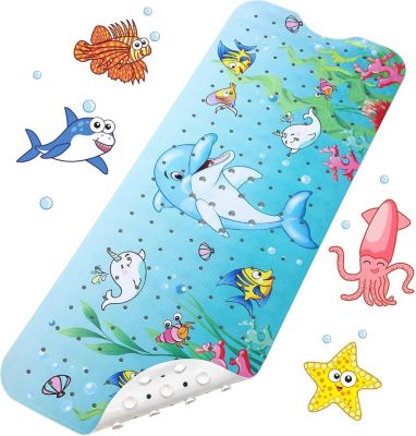 BASHLWUA (Dauphin) Tapis de bain antidérapant pour bébé, tapis de bain antidérapant 100 x 40 cm, tapis de douche robuste avec 200