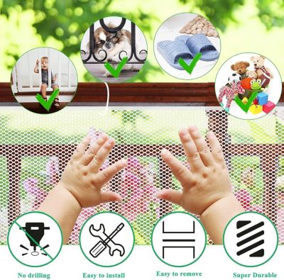 Filet De Sécurité Escalier 2m X 79cm - Protection Enfants Et Animaux Sans Perçage