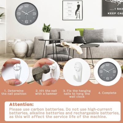 Horloge Murale Ronde Silencieuse Et Sans Tic-tac De 30 Cm Pour Salon, Chambre à Coucher, Cuisine