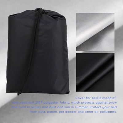 Housse De Rangement Noir Pour Lit Pliant - Tissu Oxford Imperméable, Cordon De Serrage - Protection Poussière, Pluie, Soleil - 2