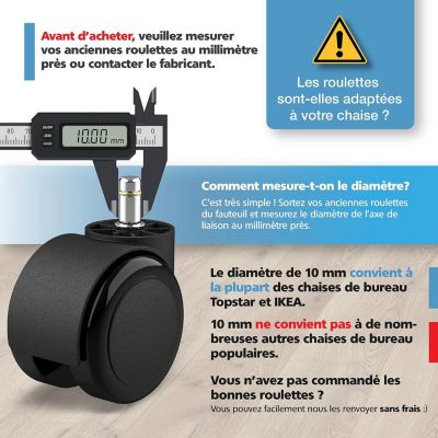 5 PCS ROULETTES De Chaise De Bureau Roues De Chaise Rotatives EUR 19,41