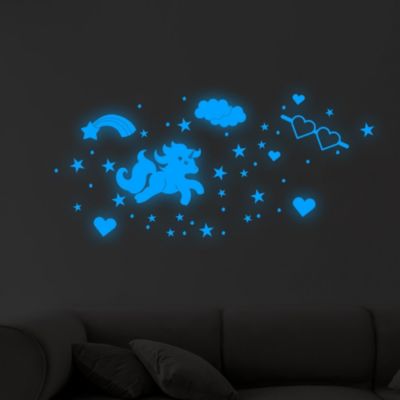 Autocollants Muraux Licorne Étoiles Fluorescentes - Pour Chambre Enfant, Brillent La Nuit, Décoration Créative