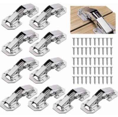 BASHLWUA Lot de 10 charnières de porte d'armoire en acier allié, charnière de meuble à 90 degrés de 3 pouces, vis assorties