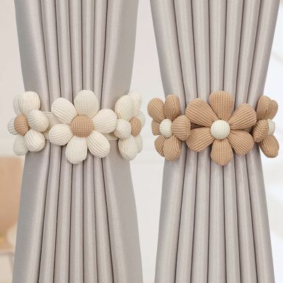 BASHLWUA Lot de 2 embrasses de Rideaux Faites à la Main en Corde pour décoration de Bureau Maison(Les trois fleurs)