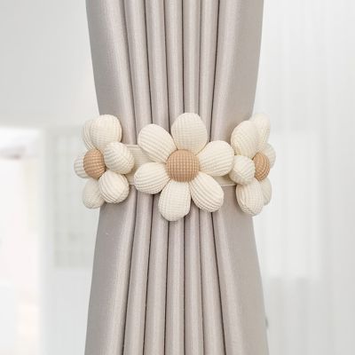 BASHLWUA Lot de 2 embrasses de Rideaux Faites à la Main en Corde pour décoration de Bureau Maison(Les trois fleurs)
