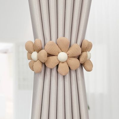 BASHLWUA Lot de 2 embrasses de Rideaux Faites à la Main en Corde pour décoration de Bureau Maison(Les trois fleurs)