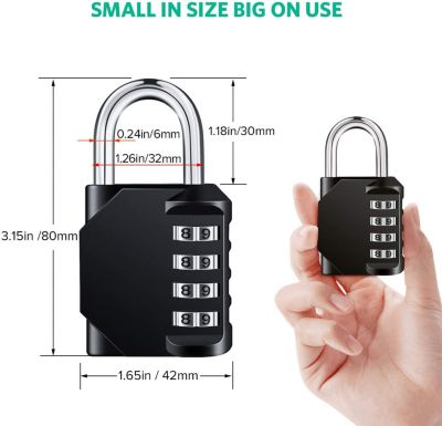 BASHLWUA Lot de 3 cadenas à combinaison à 4 chiffres résistant aux intempéries et réinitialisable pour salle de sport, école, mora