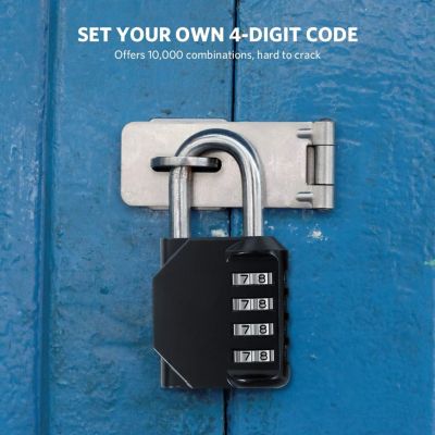 BASHLWUA Lot de 3 cadenas à combinaison à 4 chiffres résistant aux intempéries et réinitialisable pour salle de sport, école, mora