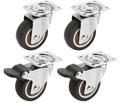 BASHLWUA Lot de 4 Petites Roulettes pour Meubles 32mm Comprend 2 Roulettes Freinées et 2 Roulettes Pivotantes Charge 60kg