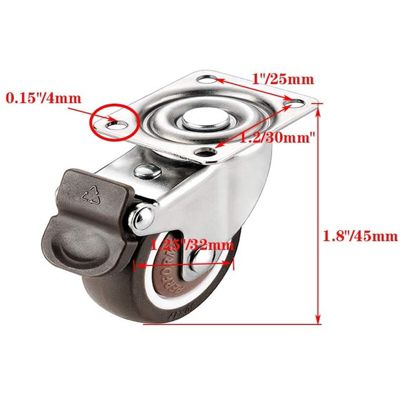BASHLWUA Lot de 4 Petites Roulettes pour Meubles 32mm Comprend 2 Roulettes Freinées et 2 Roulettes Pivotantes Charge 60kg