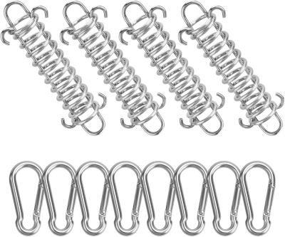 BASHLWUA Lot de 4 ressorts de voile d'ombrage et 8 petits mousquetons, ressorts de corde à boucle de maintien de voile d'ombrage p