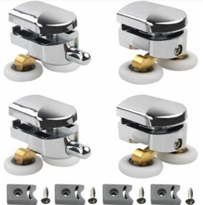 BASHLWUA Lot de 4 Roulettes Doubles - pour Porte de Douche Coulissante, À 2 Roues de 23 mm de Diamètre en Alliage de Zinc Salle de