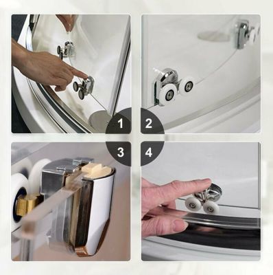 BASHLWUA Lot de 4 Roulettes Doubles - pour Porte de Douche Coulissante, À 2 Roues de 23 mm de Diamètre en Alliage de Zinc Salle de