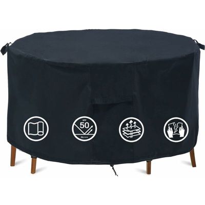 BASHLWUA (Noir 180x90) housse de mobilier de jardin imperméable, housse de table ronde de jardin, housse de table ronde de jardin,