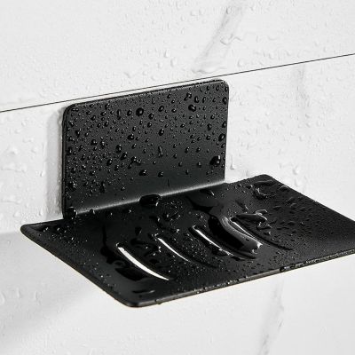 BASHLWUA Porte Savon Mural sans Perçage Porte-Savon Douche(Noir) en Acier Inoxydable Porte Savon INOX Auto-Adhésif pour Stocker Ep