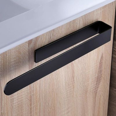 BASHLWUA Porte-serviettes auto-adhésif sans perçage de 37 cm en acier inoxydable - Noir, Salle de bain Porte-serviettes de salle d