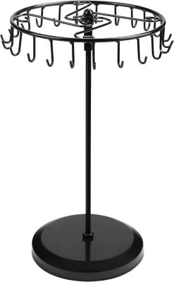 BASHLWUA Présentoir à bijoux pivotant en métal cuivré noir (23 crochets) - H 34,8 x l 20,5 cm - Présentoir à bijoux - Pour collier