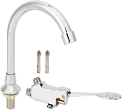 BASHLWUA Robinet à pédale, robinet de lavabo avec vanne de raccordement en cuivre, traitement de galvanoplastie multicouche, facil