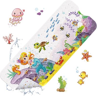BASHLWUA (Sirène) Tapis de bain antidérapant pour bébé, tapis de bain antidérapant 100 x 40 cm, tapis de douche robuste avec 200 v