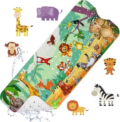 BASHLWUA Tapis de Baignoire Antidérapant Bebe, 100x40cm Tapis de Bain Anti Glisse Tapis de Douche Résistant avec 200 Ventouse pour
