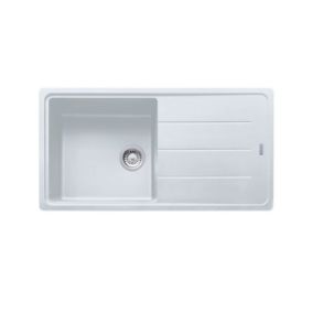 Basis BFG 611-97 Evier 97x50cm avec égouttoir réversible, Fragranit +, Blanc Artic (BFG61197B)