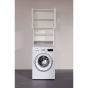 BASIX - meuble de salle de bain mélaminé emplacement lave linge L-H-P : 64 - 190 - 25 cm.