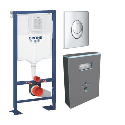 Bati support GROHE Solido + plaque chromée + habillage WEDI I-Board