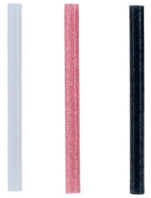 Bâton de colle pailletée pour décoration Ø7mm x 94mm, lot de 36 x 3 couleurs (blanc, noir, or)