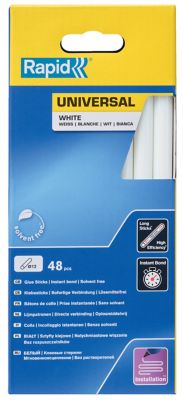 Bâton de colle universel blanche Ø12mm x 190mm, lot de 48