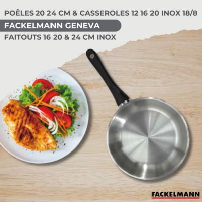 Batterie de 2 poêles 20/24 cm, 3 casseroles 12/16/20 cm, 3 faitouts 16/20/24 cm et 6 ustensiles Fackelmann Geneva