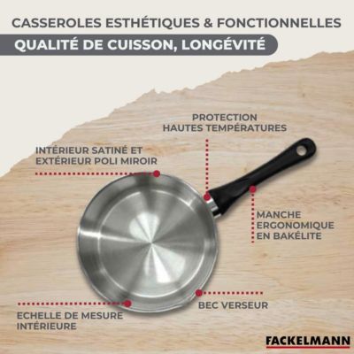 Batterie de 2 poêles 20/24 cm, 3 casseroles 12/16/20 cm, 3 faitouts 16/20/24 cm et 6 ustensiles Fackelmann Geneva