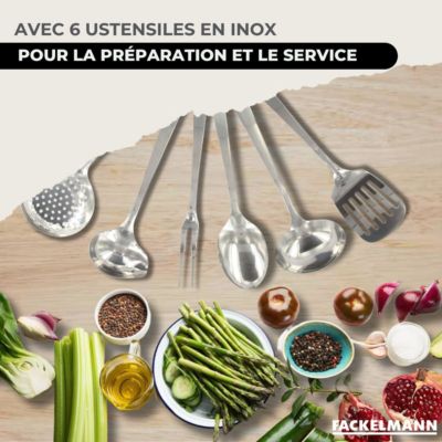 Batterie de 2 poêles 20/24 cm, 3 casseroles 12/16/20 cm, 3 faitouts 16/20/24 cm et 6 ustensiles Fackelmann Geneva