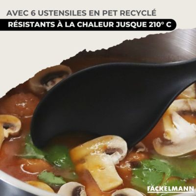 Batterie de cuisine 3 poêles 20/24/28 cm et couvercles, 3 faitouts 16/20/24 cm et 6 ustensiles Fackelmann Eterna
