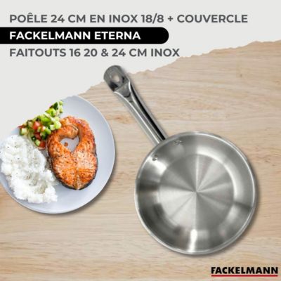 Batterie de cuisine avec 1 poêle 24 cm 1 couvercle et 3 faitouts 16/20/24 cm sans PFAS Fackelmann Eterna Brillant avec couvercles