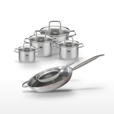 Batterie de cuisine set de casseroles et poêles 12/14/16/20 cm faitouts 24/32 cm poêles Elo Collection Relief Solution Citrin