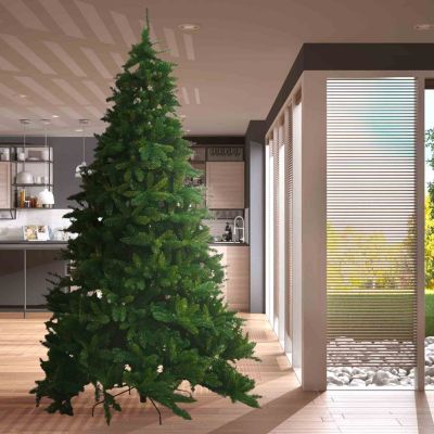 Sapin De Noël Artificiel 210cm - 1463 Branches PE/PVC, Socle Bois - Décoration Fête Maison Bureau