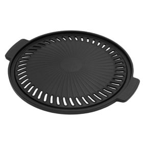 BBQ Plaque de grill ronde en fonte poêle à griller plancha de cuisson 32 cm