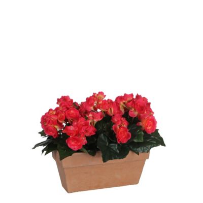 Begonia rose foncé artificiel en jardinière Slate terra 29 x 13 x h.25 cm