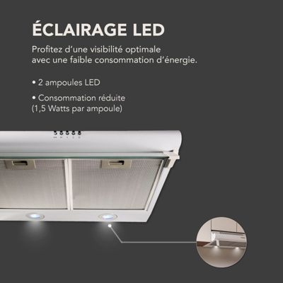 BELDEKO Hotte Casquette 60 cm Blanc 240 m3/h 100W - Marque Française