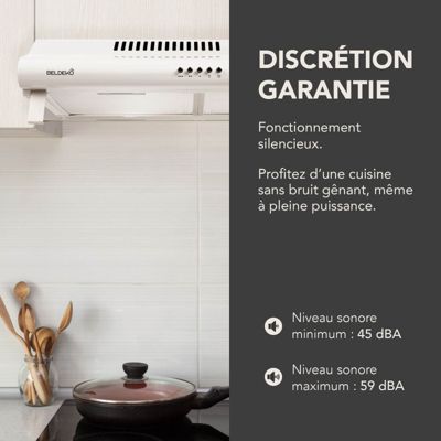 BELDEKO Hotte Casquette 60 cm Blanc 240 m3/h 100W - Marque Française