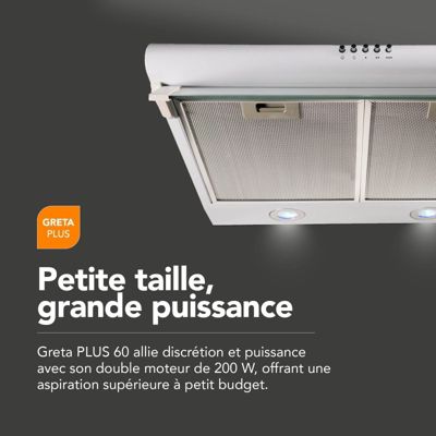 BELDEKO Hotte Casquette 60 cm Blanc 435 m3/h 200W - Marque Française