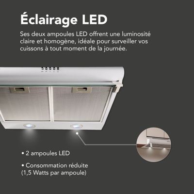 BELDEKO Hotte Casquette 60 cm Blanc 435 m3/h 200W - Marque Française